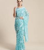 Sareemall Turquoise Festive Brasso Brasso Saree With Unstitched Blouse
