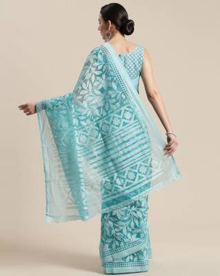 Sareemall Turquoise Festive Brasso Brasso Saree With Unstitched Blouse 2