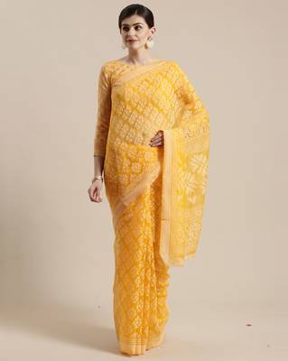 Sareemall Orange Festive Brasso Brasso Saree With Unstitched Blouse 1