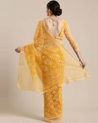 Sareemall Orange Festive Brasso Brasso Saree With Unstitched Blouse 2