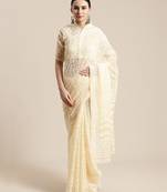 Sareemall Cream Festive Brasso Brasso Saree With Unstitched Blouse