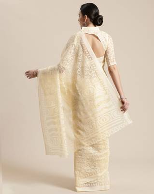 Sareemall Cream Festive Brasso Brasso Saree With Unstitched Blouse 2