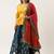 Plus Size Women Teal Satin Silk Embroidered Patch Semi-Stitched Lehenga & Unstitched Blouse with Dupatta