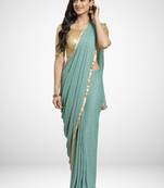 Sareemall Sea Green Casual Lycra Solid Saree With Unstitched Blouse