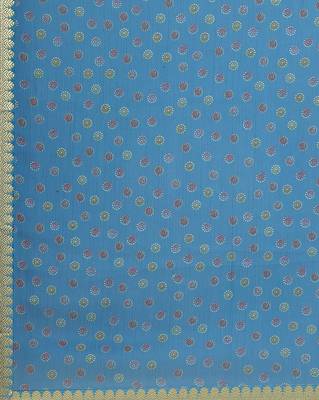 Sareemall Sky Blue Casual Chiffon Printed Saree With Unstitched Blouse 3