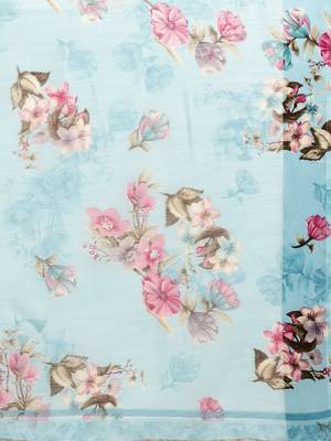 Sareemall Blue Casual Linen Blend Printed Saree With Unstitched Blouse 3