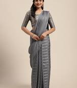 Sareemall Grey Casual Japan Satin Printed Saree With Unstitched Blouse