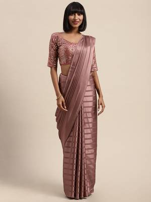 Sareemall Mauve Casual Japan Satin Printed Saree With Unstitched Blouse 1