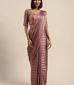 Sareemall Mauve Casual Japan Satin Printed Saree With Unstitched Blouse