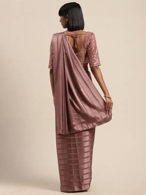 Sareemall Mauve Casual Japan Satin Printed Saree With Unstitched Blouse 2