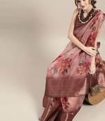 Sareemall Nude And Brown Casual Organza Printed Saree With Unstitched Blouse