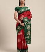 Sareemall Maroon Casual Manipuri Silk Printed Saree With Unstitched Blouse