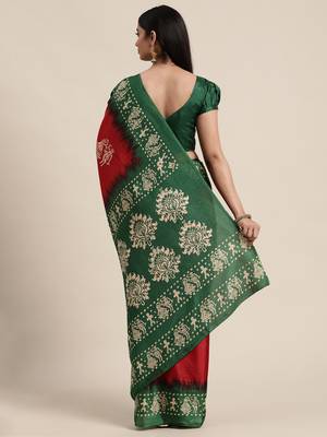 Sareemall Maroon Casual Manipuri Silk Printed Saree With Unstitched Blouse 2
