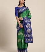 Sareemall Green Casual Manipuri Silk Printed Saree With Unstitched Blouse