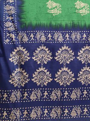 Sareemall Green Casual Manipuri Silk Printed Saree With Unstitched Blouse 3