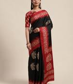Sareemall Black Casual Manipuri Silk Printed Saree With Unstitched Blouse
