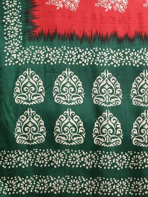 Sareemall Red Casual Manipuri Silk Printed Saree With Unstitched Blouse 3