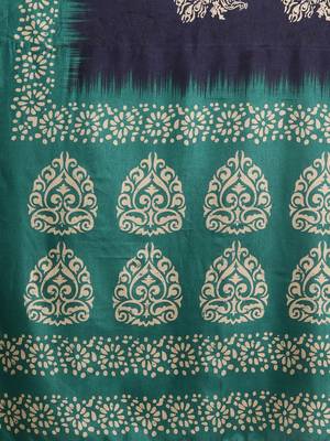Sareemall Navy Blue Casual Manipuri Silk Printed Saree With Unstitched Blouse 3