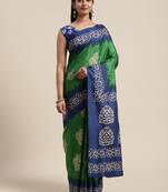 Sareemall Green Casual Manipuri Silk Printed Saree With Unstitched Blouse
