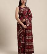 Sareemall Maroon Casual Manipuri Silk Printed Saree With Unstitched Blouse