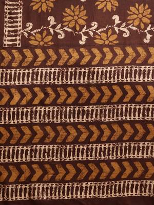 Sareemall Brown Casual Manipuri Silk Printed Saree With Unstitched Blouse 3