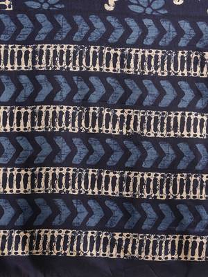 Sareemall Navy Blue Casual Manipuri Silk Printed Saree With Unstitched Blouse 3