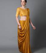 Sareemall Yellow Casual Georgette And Satin  Solid Saree With Unstitched Blouse