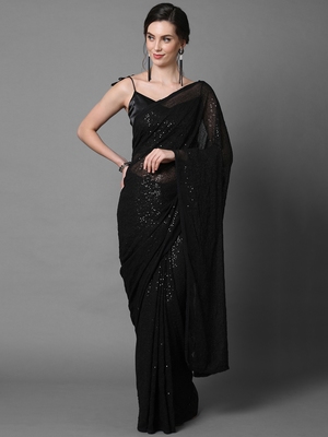 Sareemall Black Party Wear Georgette 
