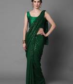 Sareemall Green Party Wear Georgette Sequence Work Saree With Unstitched Blouse
