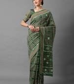 Sareemall Green Casual Brasso  Geomatric Print Saree With Unstitched Blouse