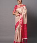 Sareemall Pink Festive Silk Blend Woven Design Saree With Unstitched Blouse