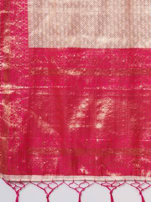 Sareemall Pink Festive Silk Blend Woven Design Saree With Unstitched Blouse 3