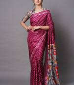 Sareemall Magenta Festive Dola silk Printed Saree With Unstitched Blouse