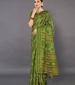 Sareemall Green Casual Bhagalpuri Silk Printed Saree With Unstitched Blouse