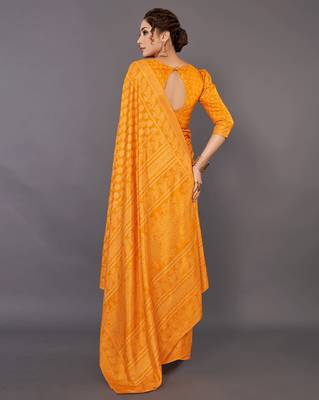 Sareemall Yellow Festive Dola silk Printed Saree With Unstitched Blouse 2