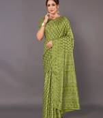 Sareemall Olive green Festive Dola silk Printed Saree With Unstitched Blouse