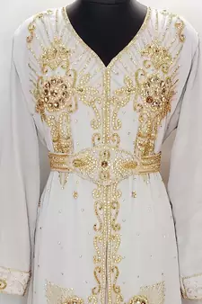 Gray Moroccan Kaftan With Sun-proof hijab