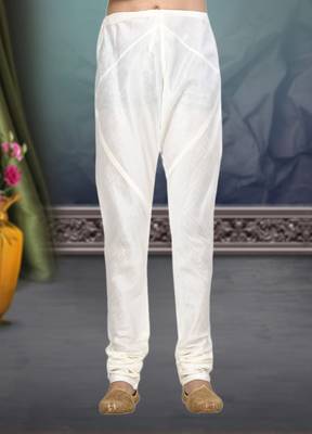 White printed art silk kurta-pajama 3