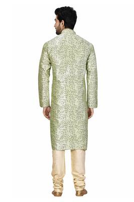Green printed art silk kurta-pajama 2