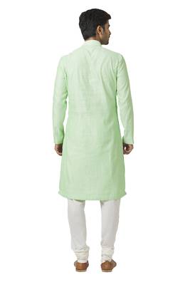 Green printed blended cotton kurta-pajama 2