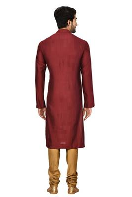 Maroon printed blended cotton kurta-pajama 2