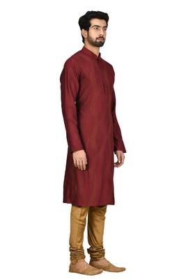 Maroon printed blended cotton kurta-pajama 3