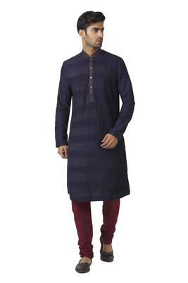 Purple printed blended cotton kurta-pajama 1