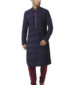 Purple printed blended cotton kurta-pajama