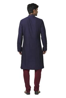Purple printed blended cotton kurta-pajama 2