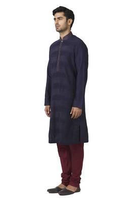 Purple printed blended cotton kurta-pajama 3