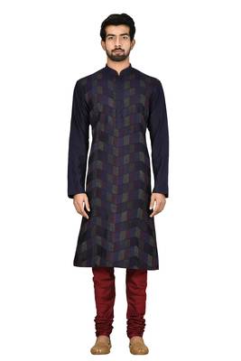 Multicolor printed blended cotton kurta-pajama 1