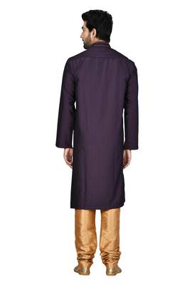 Purple printed blended cotton kurta-pajama 2