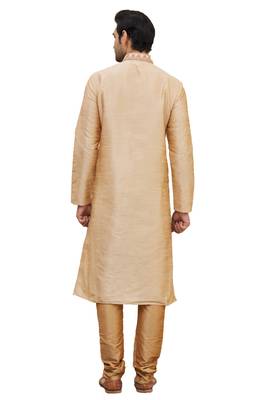 Gold printed art silk kurta-pajama 2