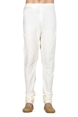 White printed blended cotton kurta-pajama 3